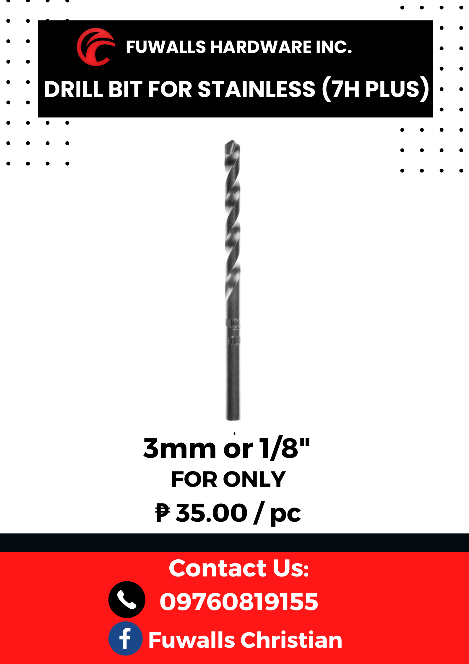 Drill Bit for Stainless (7H PLUS) 3mm or 1/8" Lazada PH