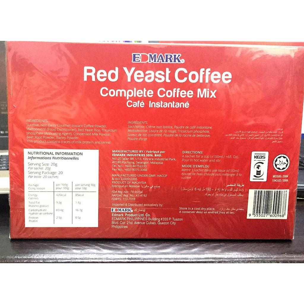 Edmark Red Yeast Coffee 20g Sachet Box of 20s review and price