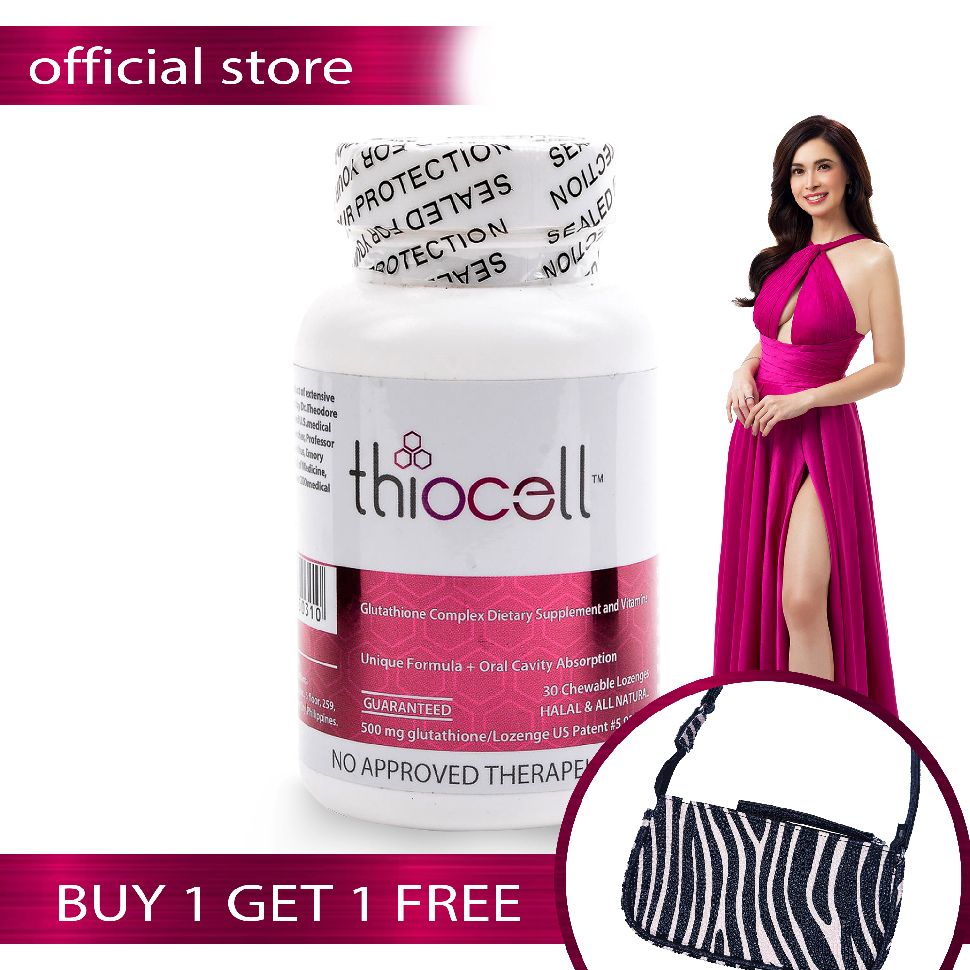 Thiocell Glutathione Lozenges 500mg with Heart Bag