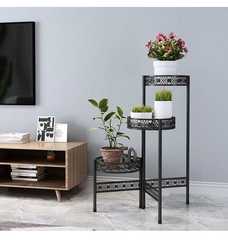 JUYI Metal Corner Plant Stand, 3 Tier Ladder Plant Shelves Garden