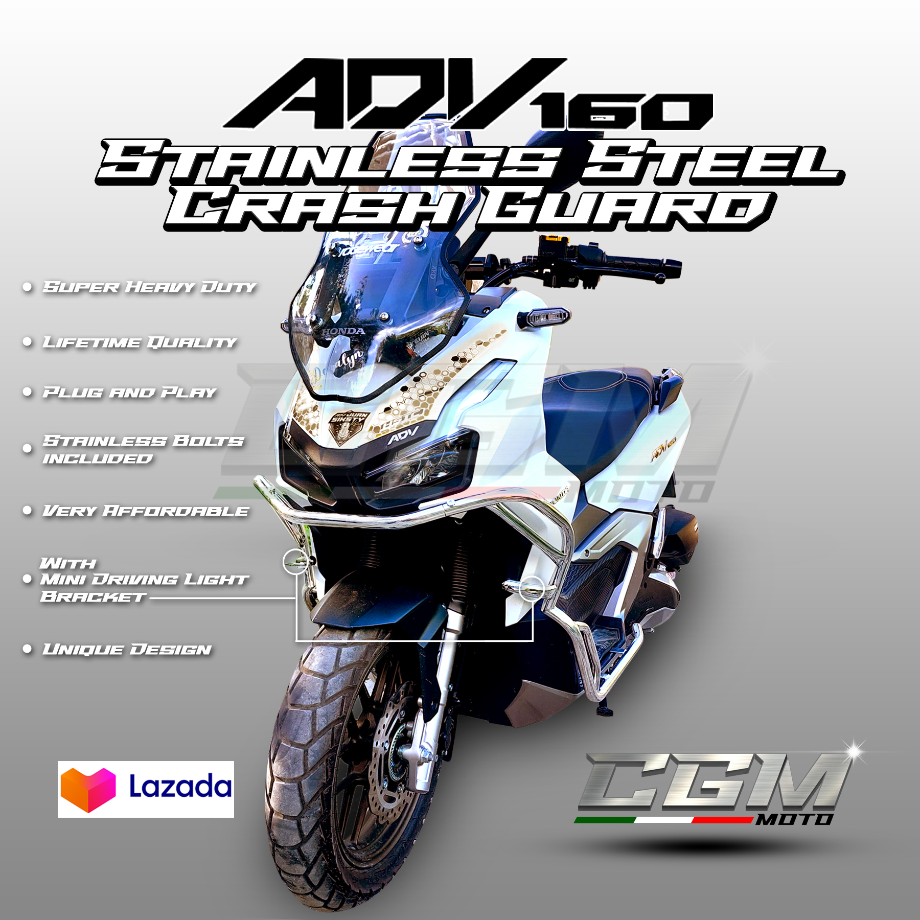 ⭐️ ADV 160 Full/Half Armor Crash Guard with MDL Bracket & Top Box