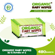 Organic Baby Wipes 80's Pack of 6