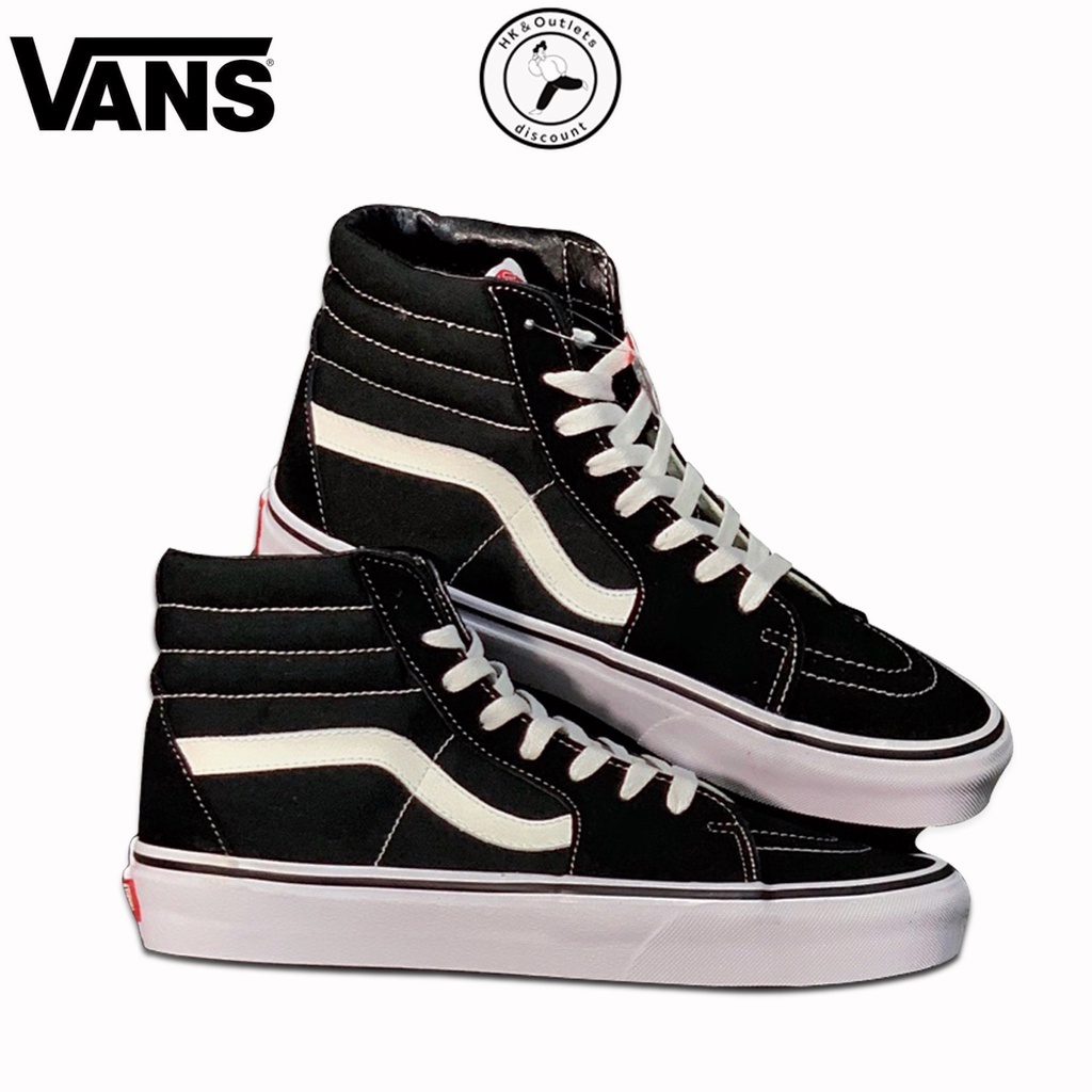Ready Stock】 VANS classic men's and women's black and white high-top low-top  casual skateboard canvas shoes 