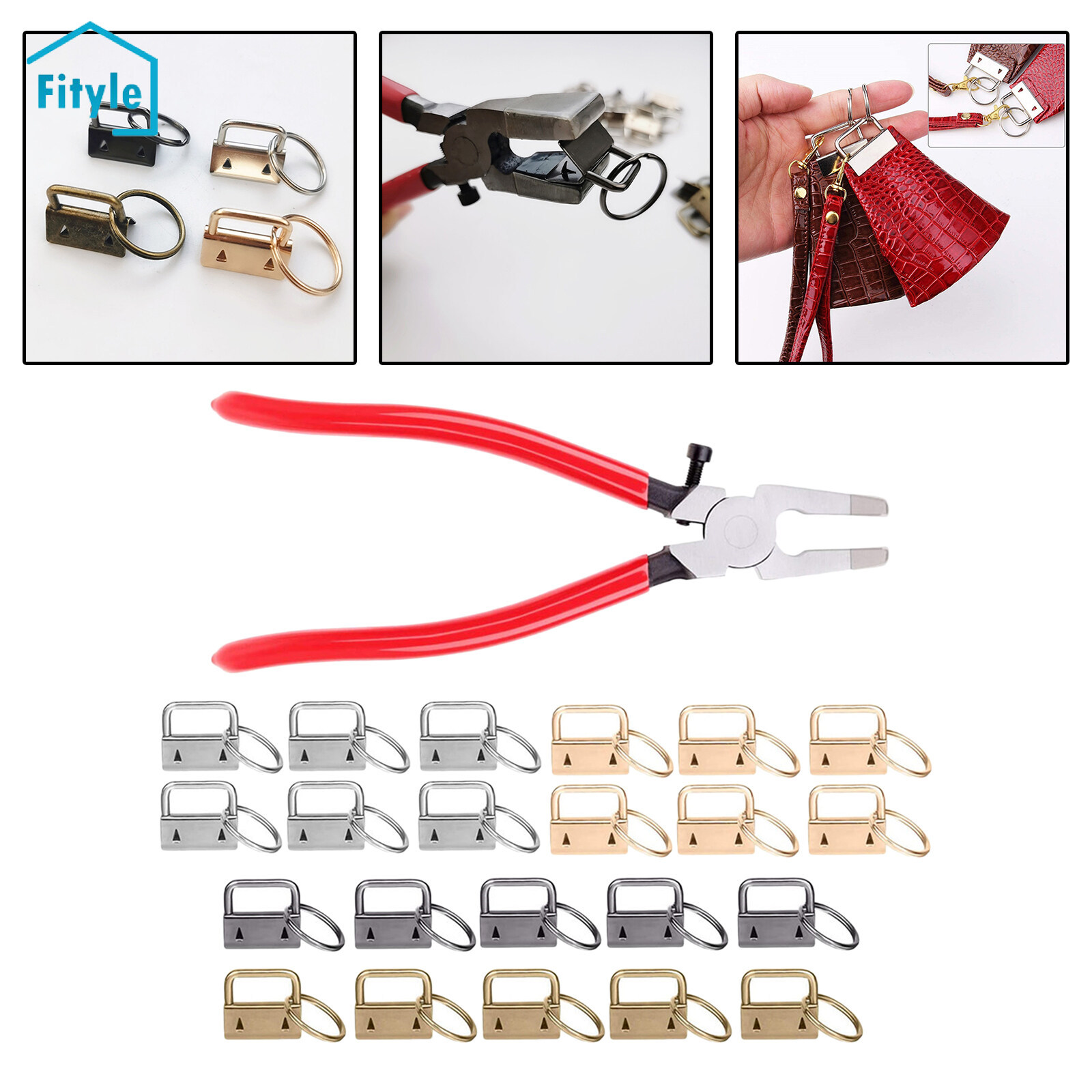 Key Fob Hardware Set, Keychain Hardware With Key Ring And Pliers Tool For  Keychain Wristlet Clamp Webbing Fabric Diy Making Hardware Supplies(1s