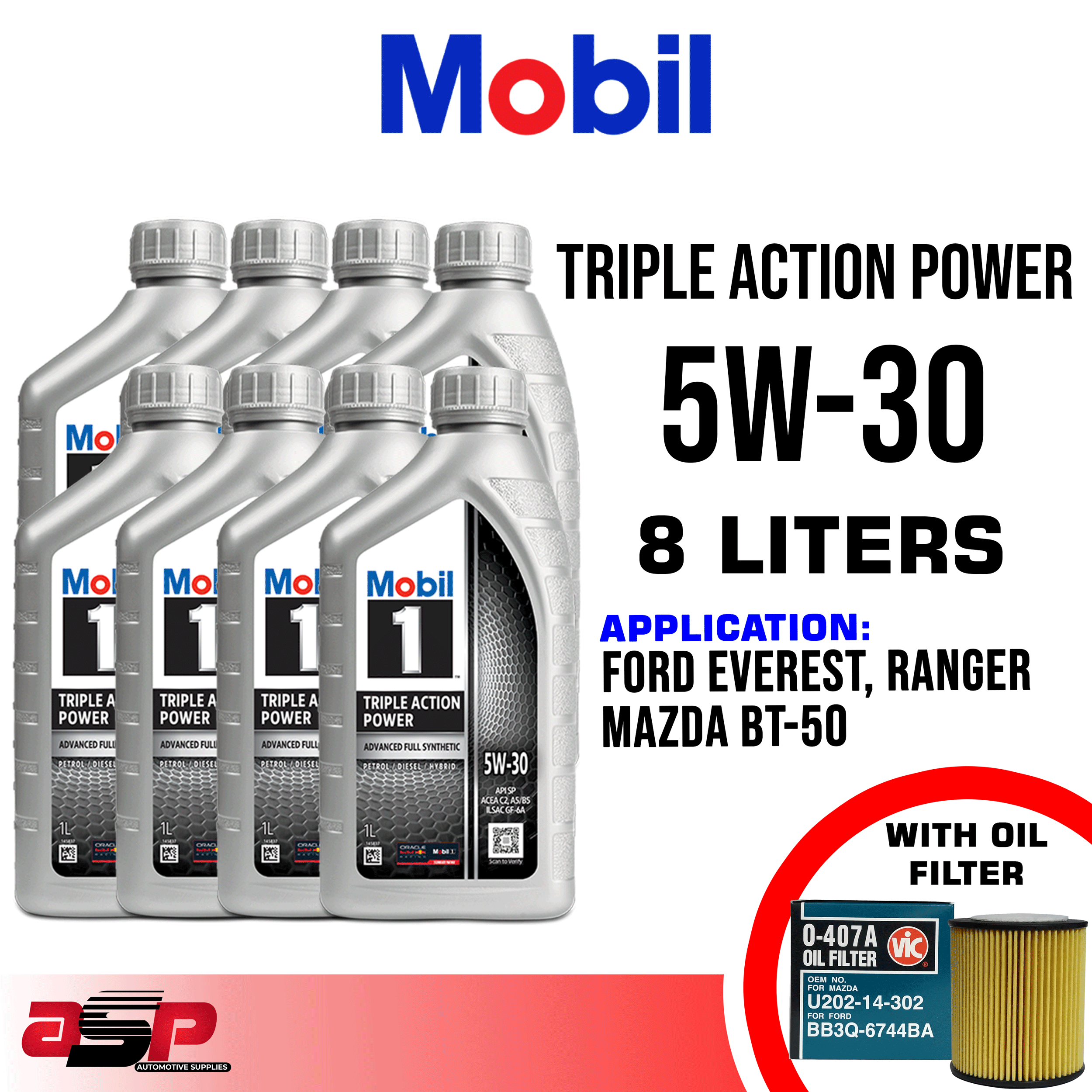 Mobil 1 Triple Action Power 5W‑30 Fully Synthetic 8 Liters for