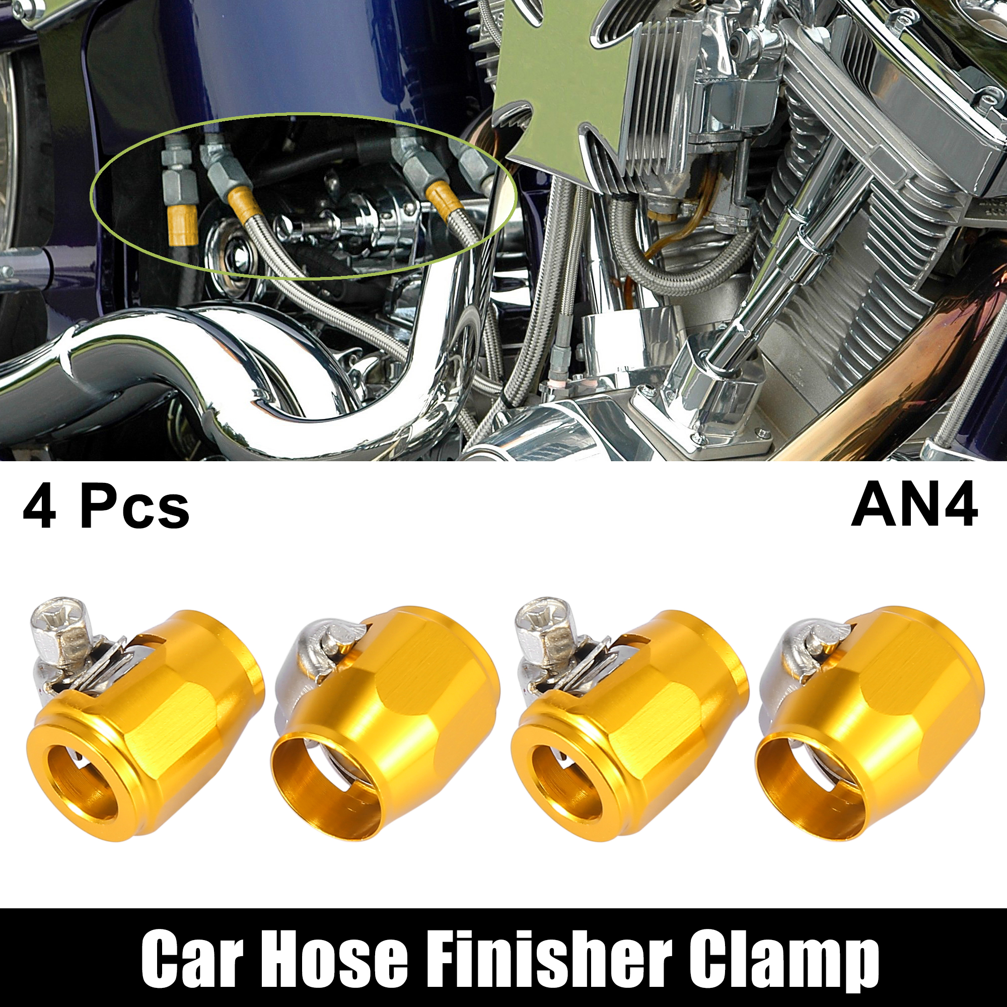 4Pc 6/8/10AN Hex Hose Finisher Clamp Hose Pipe Clamp Hose Fittings for Fuel Hose 