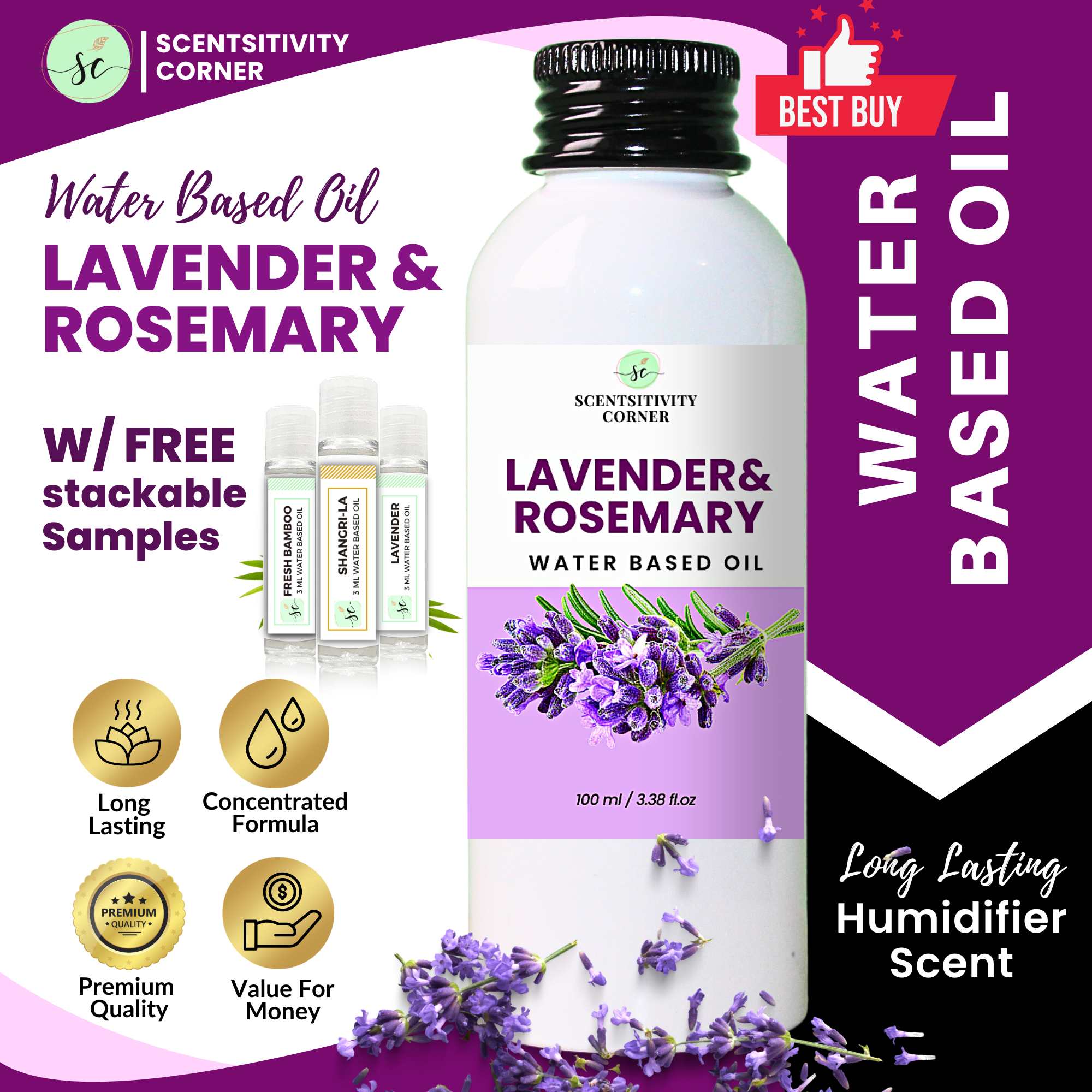 Scentsitivity Corner Lavender and Rosemary Oil Scent for Humidifier