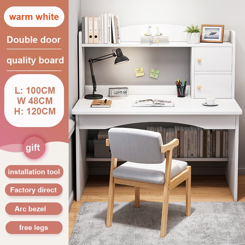 Computer Desk Desktop Study Table with Drawer and Shelves Office