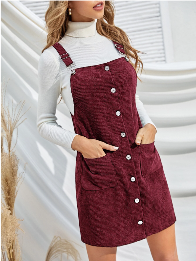 SHEIN Corduroy Dual Pocket Overall 