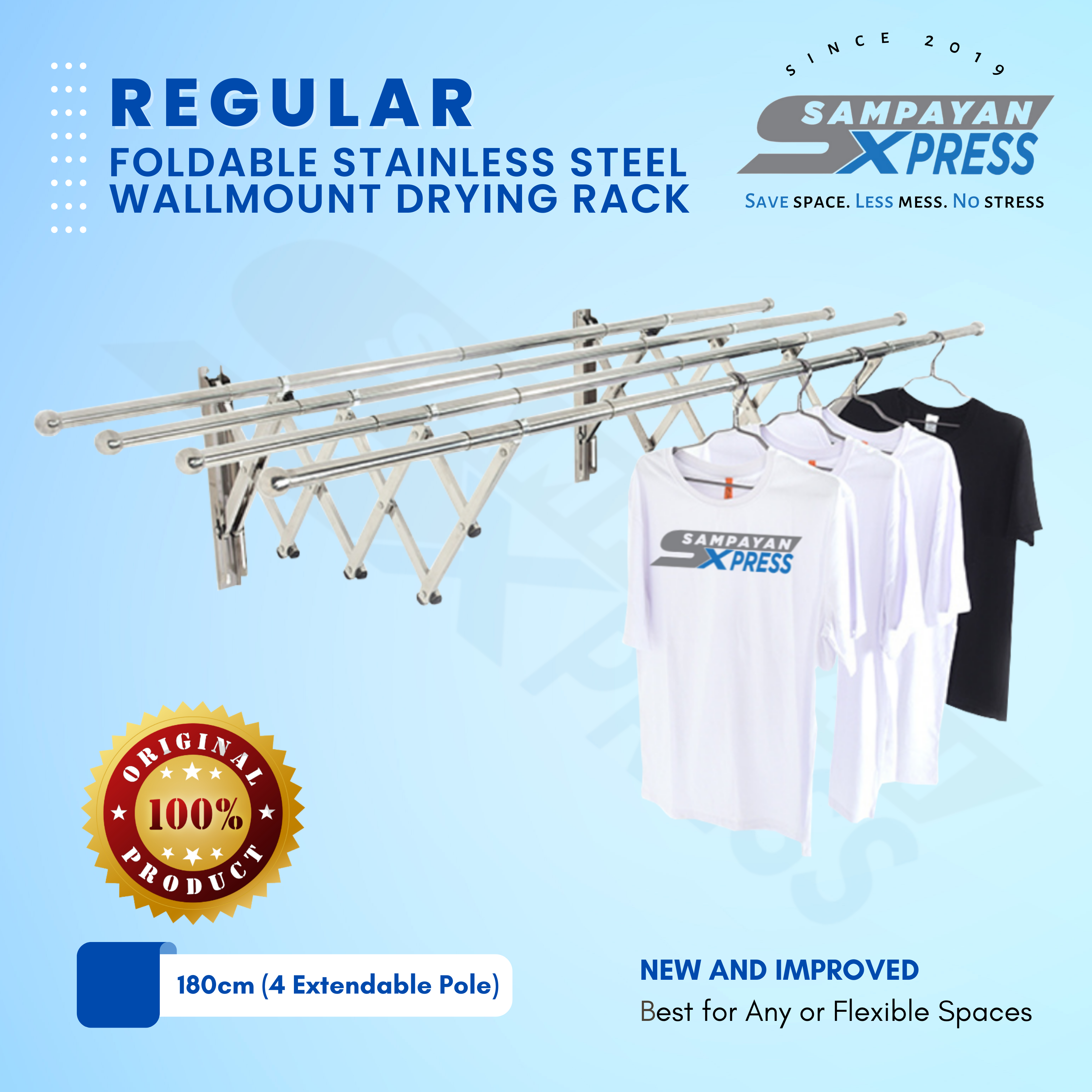 Pole (180 cm) Sampayan Xpress Space Saver Stainless Steel