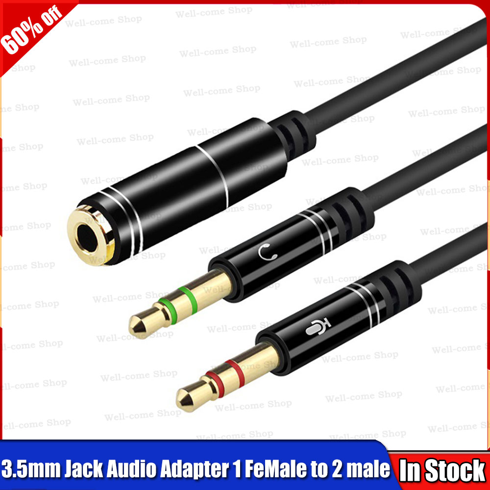 3.5mm Aux Audio Splitter Cable for Computer Jack Headset Adapter 1 Male