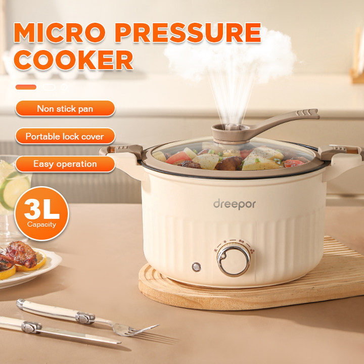 Dreepor Electric Pressure Cooker 3L Rice Cooker MultiFunctional Instant