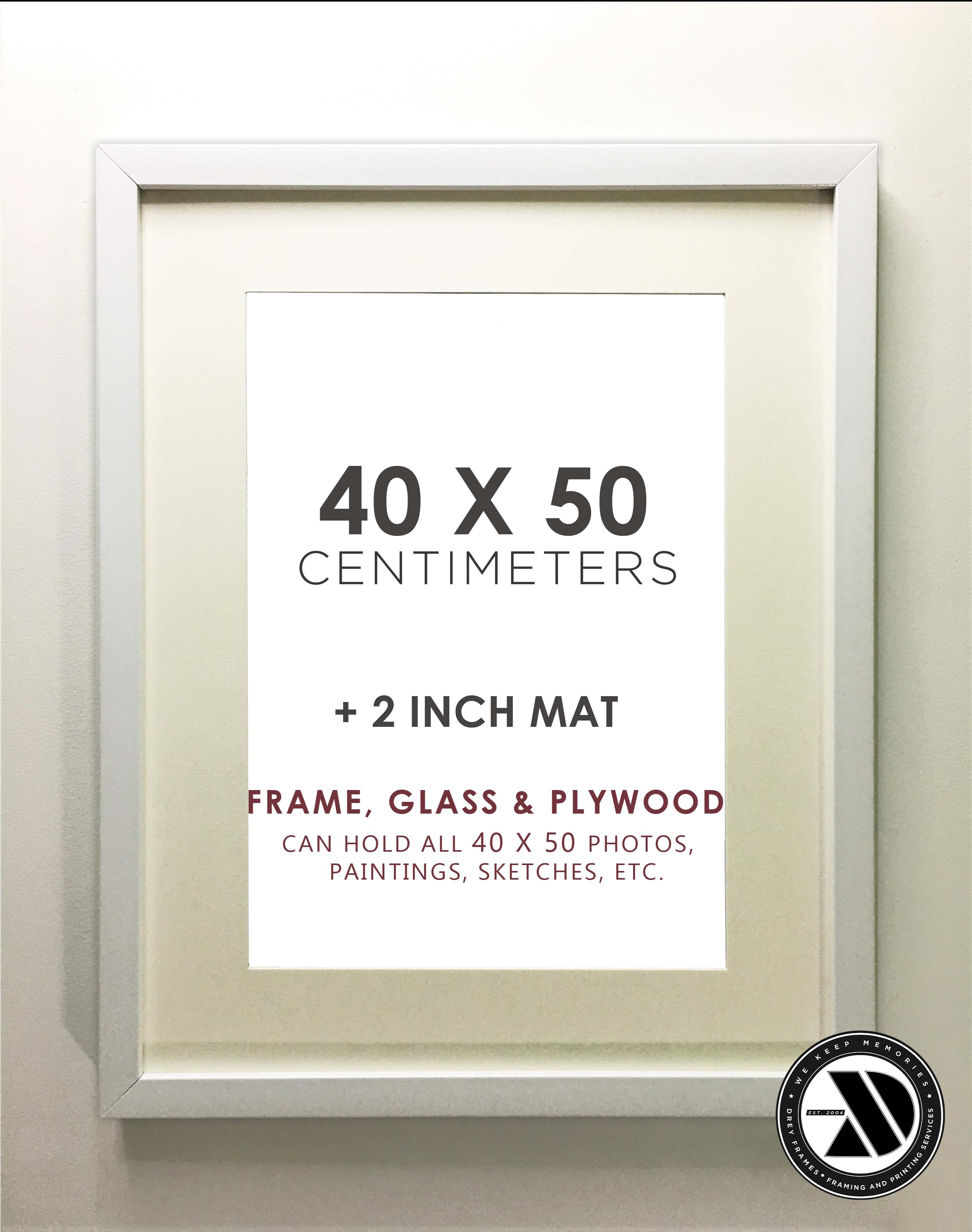 40x50 Centimeters Plus 2 Inches Mat Wall Frame - Picture Frame - Photo ...