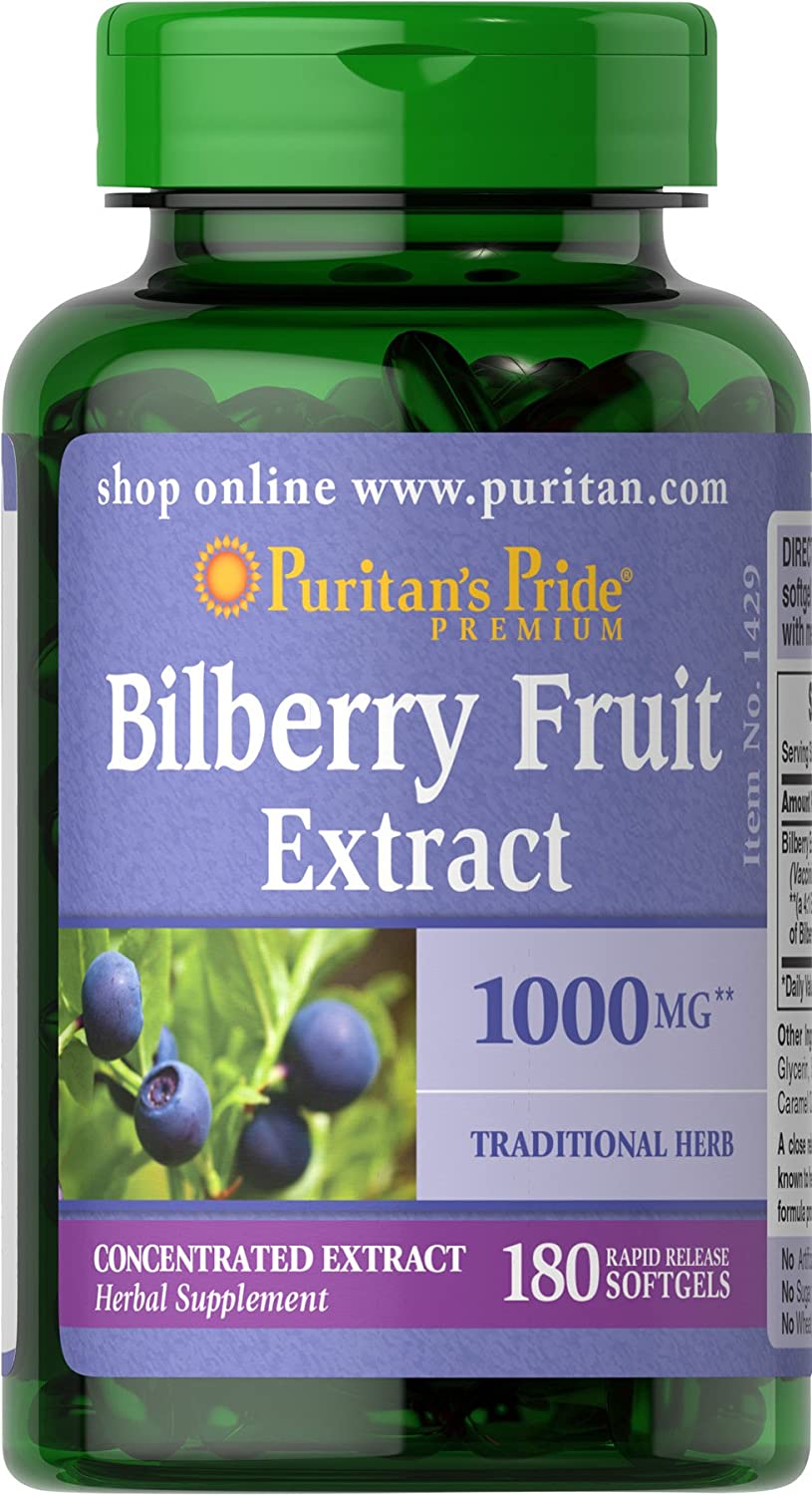Puritan's Pride Bilberry Fruit Extract Concentrated Extract Herbal