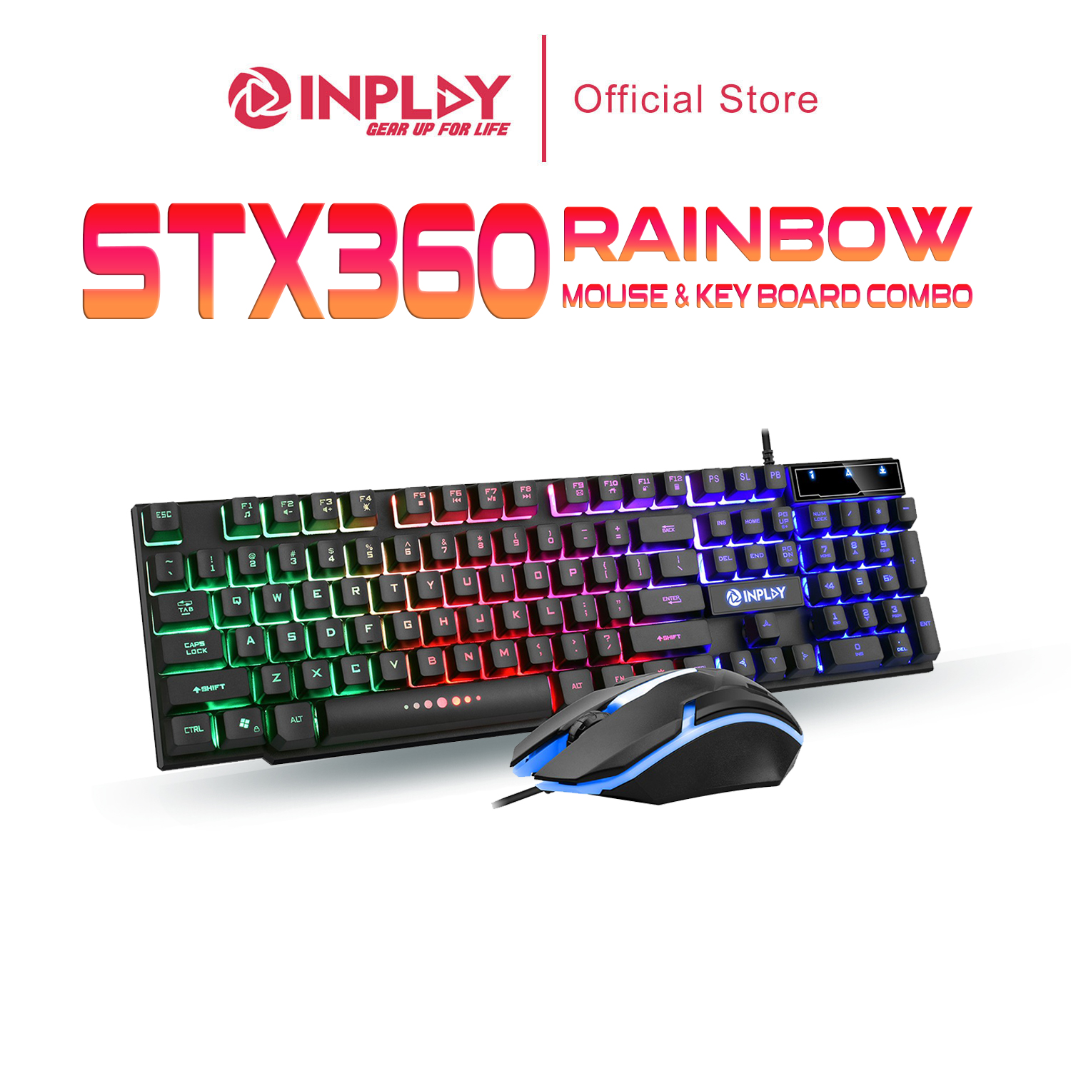 INPLAY STX360 RAINBOW MOUSE AND KEYBOARD COMBO FOR