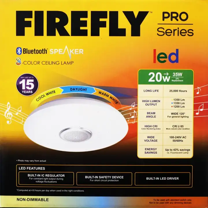 Ceiling Lamp With Bluetooth Speaker 3 Colors Firefly Fcl625tc Lazada Ph