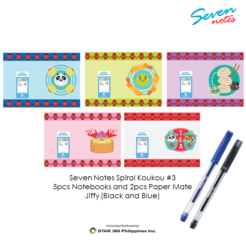 Seven Notes Character Notebook 5pcs w/Jiffy Pens | Lazada PH