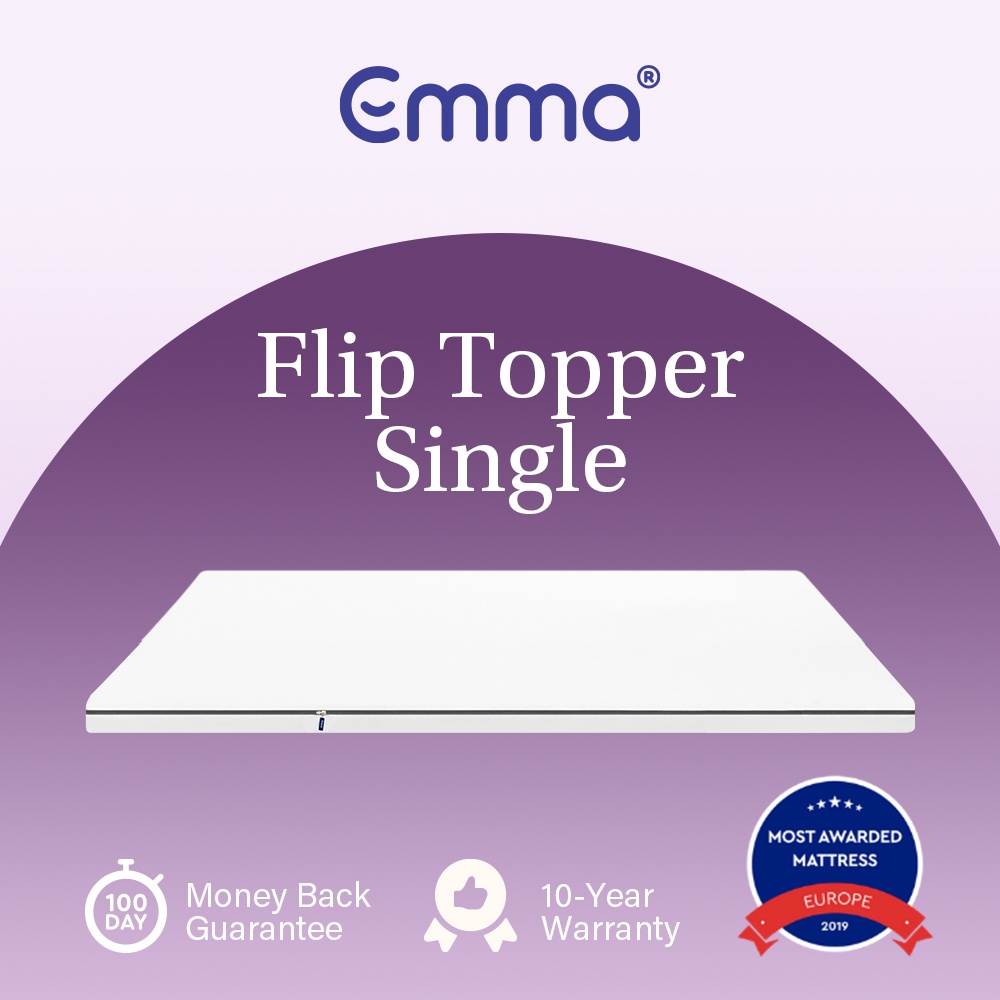 Emma Flip Topper Single Size Ergonomic w/ Soft & Firm Sides