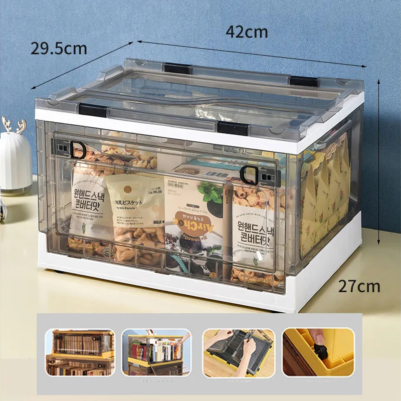 Foldable Storage Box Transparent Toy Snack Plastic Storage Box Book