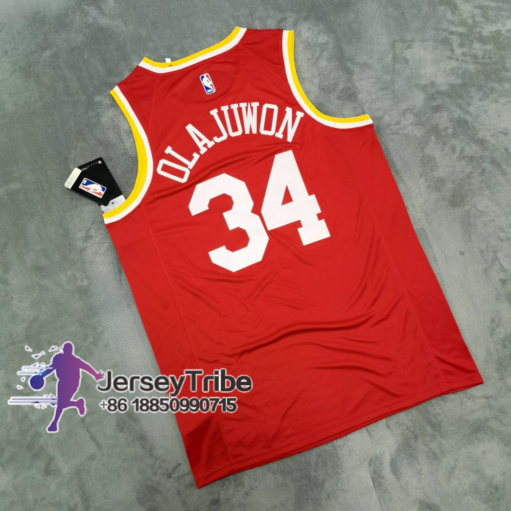 Retro Hakeem Olajuwon #34 Houston Rockets Basketball Jersey Rot 