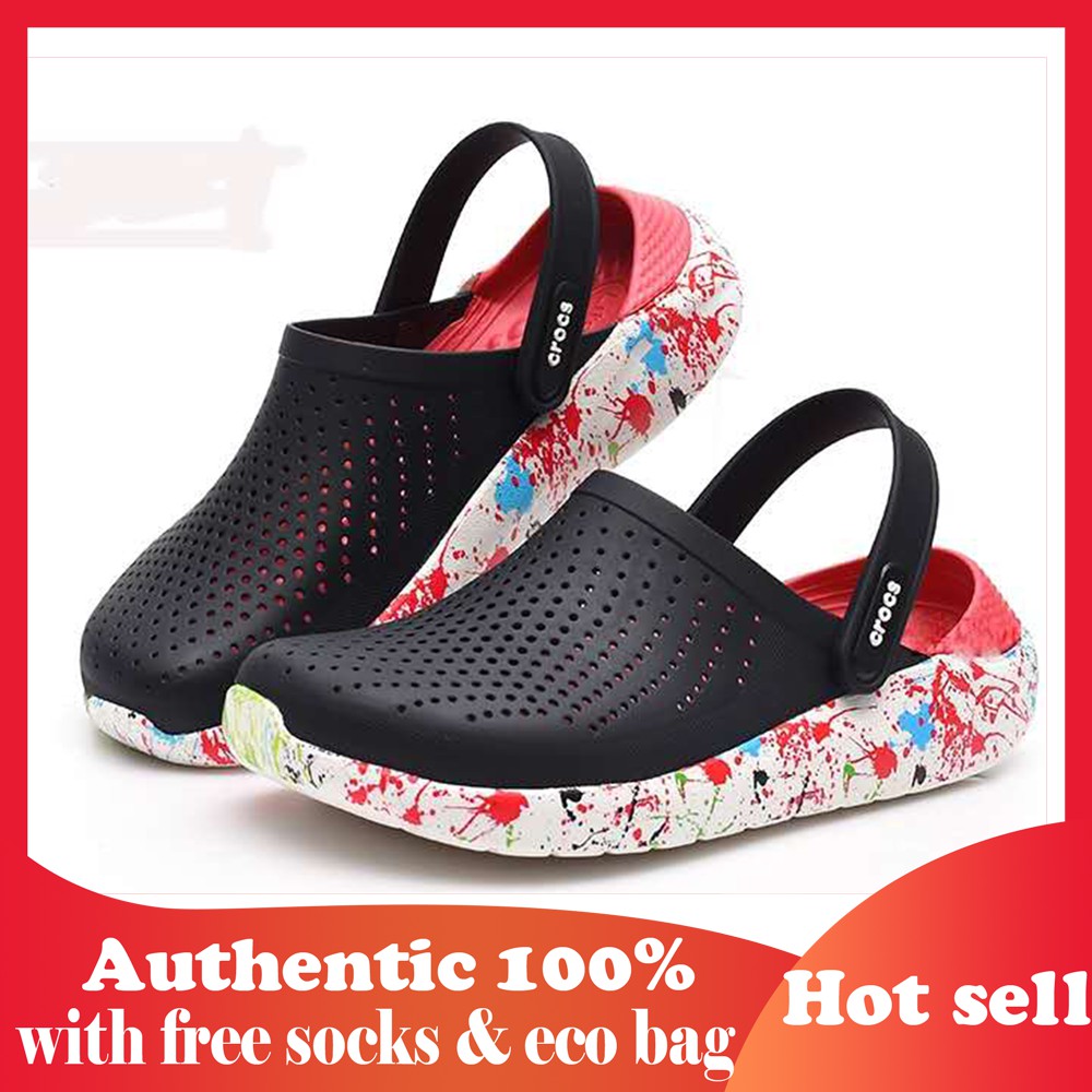 crocs literide with socks