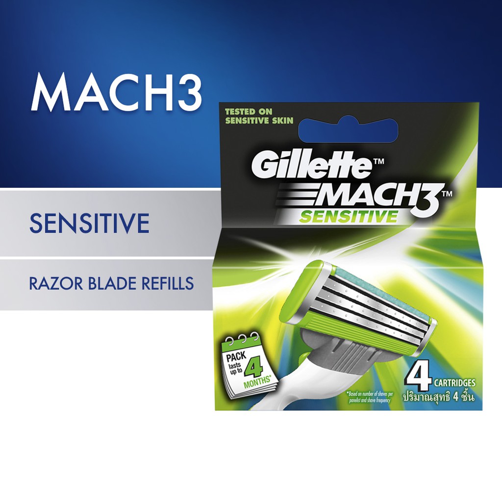 Gillette Mach 3 Razor Blade 4 Sensitive Refills♂ Lazada PH