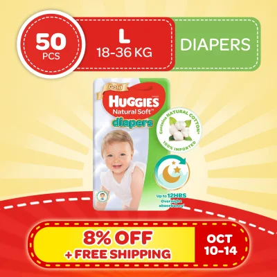 Huggies Natural Soft Diapers Large - 50 pcs