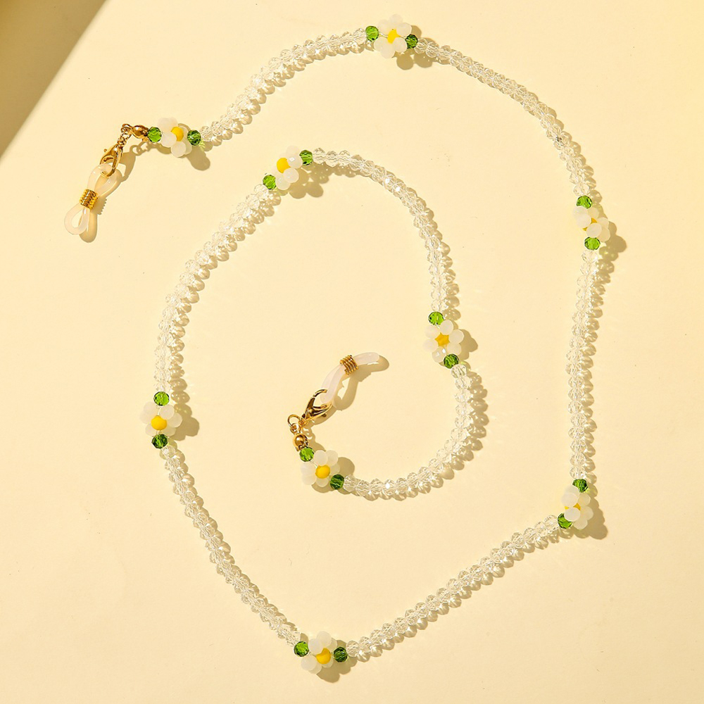 YUKRN Neck Straps Eyewear Jewelry Fashion Unisex Glasses Clips Bohemian Flower Mask Cord Holder Acrylic Beaded Chain Reading Glasses Chain Face Mask Necklace
