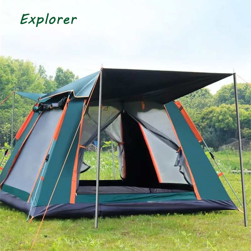 Camping Tent Automatic Tent Outdoor 3-4 People Thickened Rainproof Camping  Supplies Outdoor Mountaineering Camping French windows 1