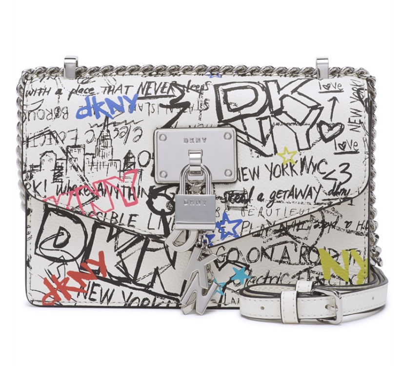 DKNY Elissa Leather Graffiti Large Logo Shoulder Bag, Created for