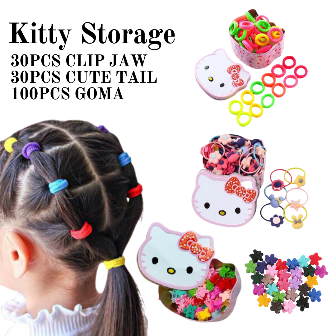 MnKC 100 pcs Hair Pony Tail Ties Elastic Hair Bands Set Baby Girl with H  Kitty Storage Can Random Colorful Kids Fashion Hair Accessories - Gift Ideas  | Lazada PH