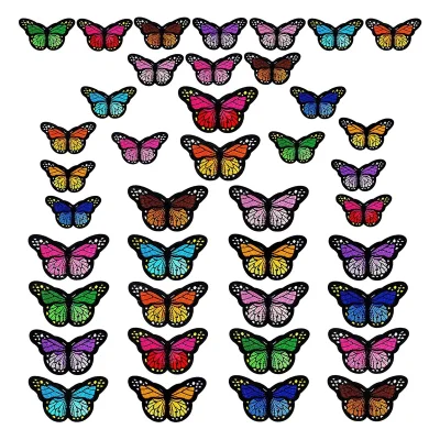 40 Pcs Butterfly Ironing Patches, Embroidery Stitched Applique Repair Patches for Arts Crafts DIY Decor, Jeans, Jackets