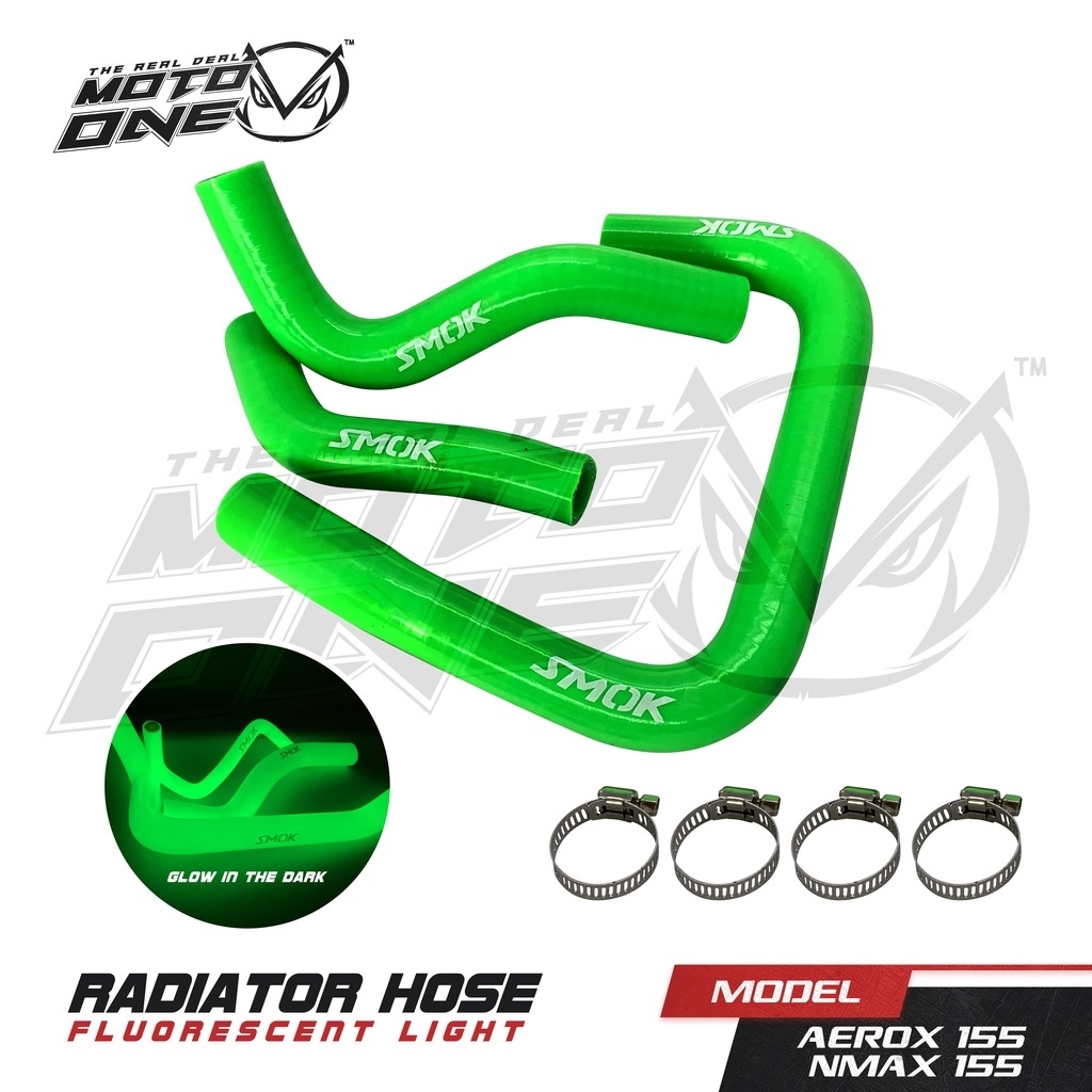 MOTO ONE SMOK FLUORESCENT HOSE RADIATOR (GREEN) FOR RAIDER 150 FI ...