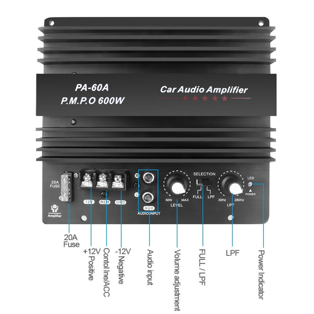 [24 hours delivery]12V 600W High Power Car Audio Amplifier Powerful