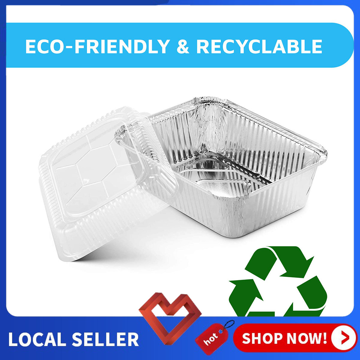 55 Pack Small 1lb Aluminum Pans With Lids / To Go Containers / Disposable  Foil P