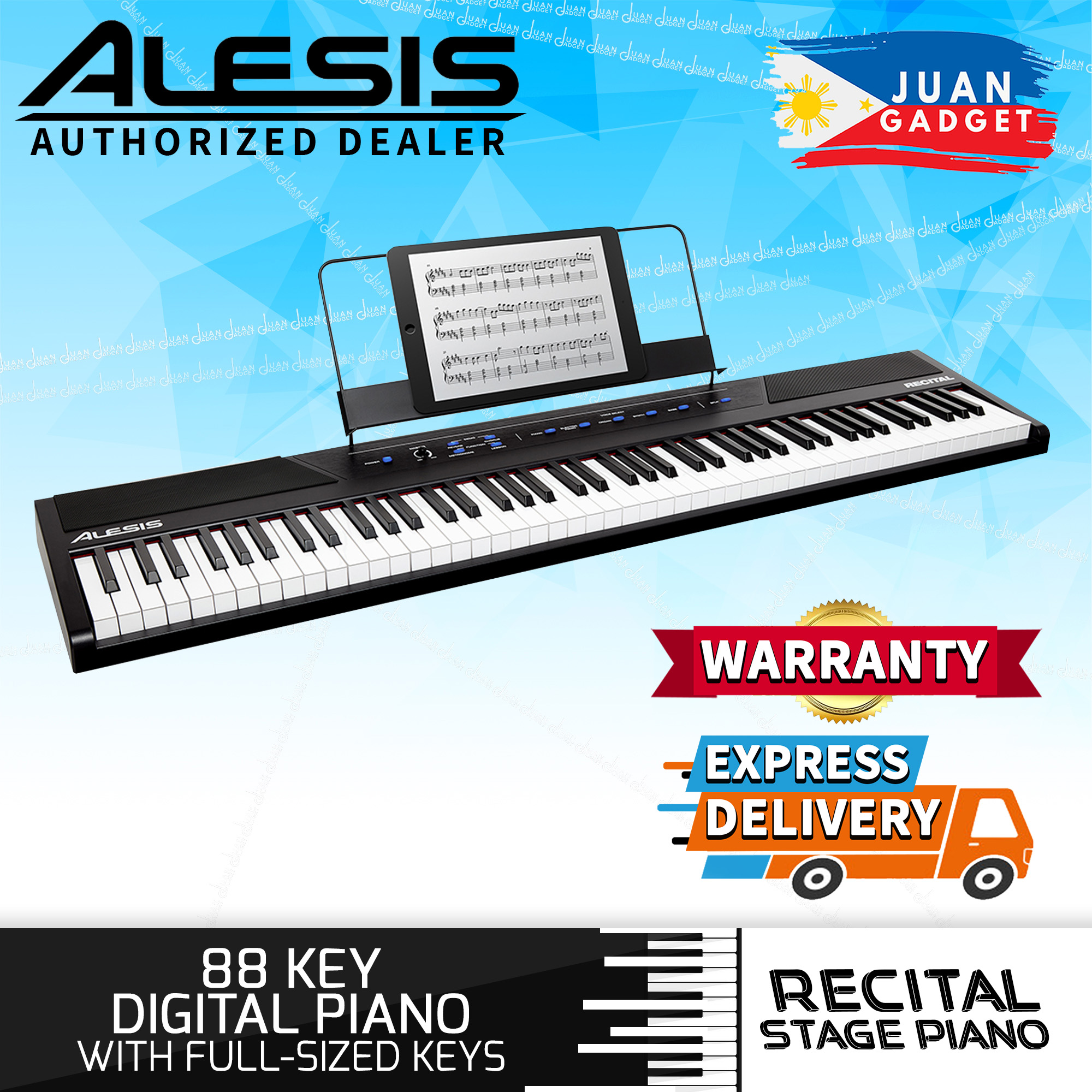 Alesis Recital 88-Key Digital Piano with Full-Sized Keys 