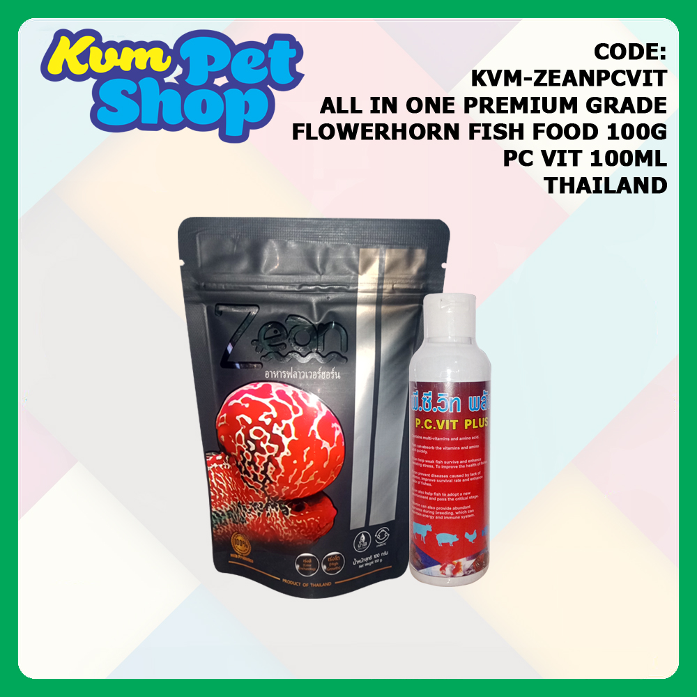 Combo Zean Flowerhorn Fish Food 100g X P.C. Vit Plus Multi Vitamins