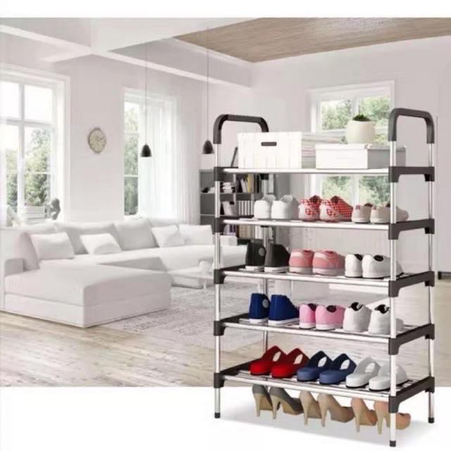 6 Layer Shoe Rack Tier Colored Stainless Steel Stackable Shoes Organizer Storage Stand Lazada Ph