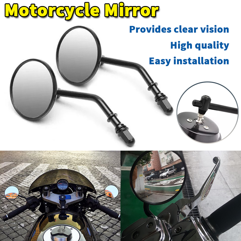 PMShop 2pcs Retro Motorcycle Side Mirror Harley Classic Round Rearview  Mirrors Alloy 8MM Universal