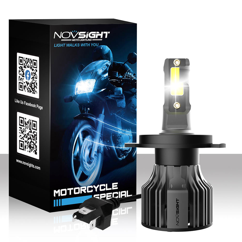NOVSIGHT-Lámpara Led para motocicleta, Bombilla H4 de 6000LM, 35W, 12V,  6000K, blanca, Plug and Play