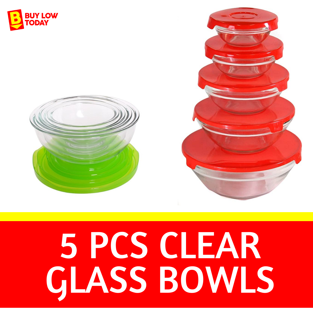 5pc Clear Glass Bowls With Lids Set Simply Store Pyrex Simply Store Meal Prep Glass Food Storage 1235