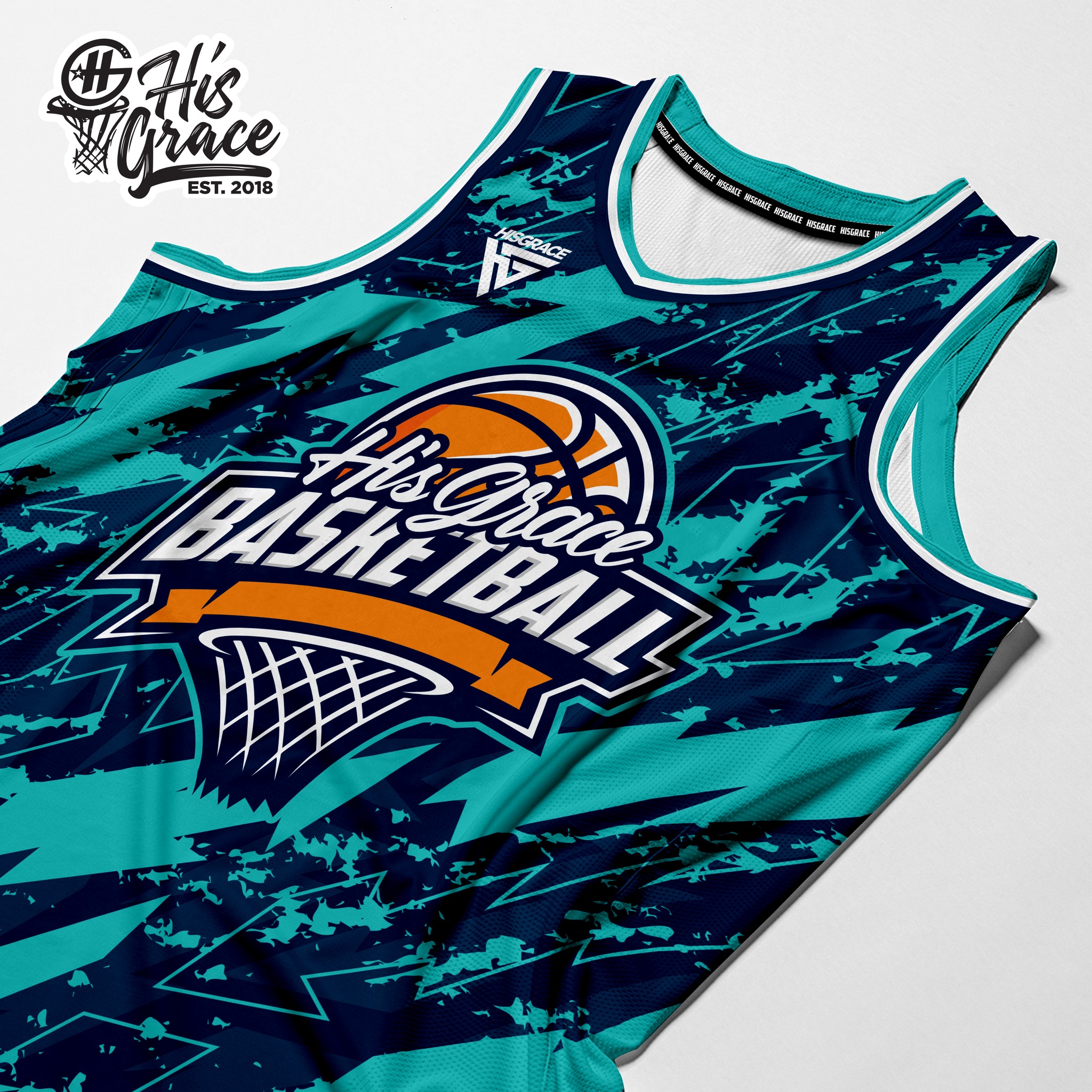 20 HG BASKETBALL TEAL NAVY BLUE FULL SUBLIMATION JERSEY