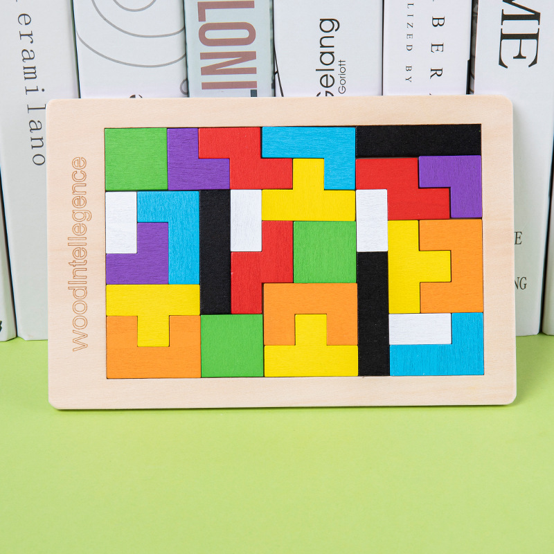 Details about   3D Puzzle Wooden Tangram Math Toys Tetris Game Children Pre-school 