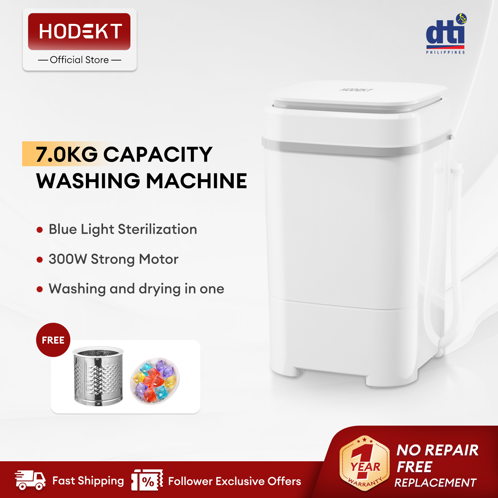 HODEKT Small Mini Washing Machine With Dryer Portable Can