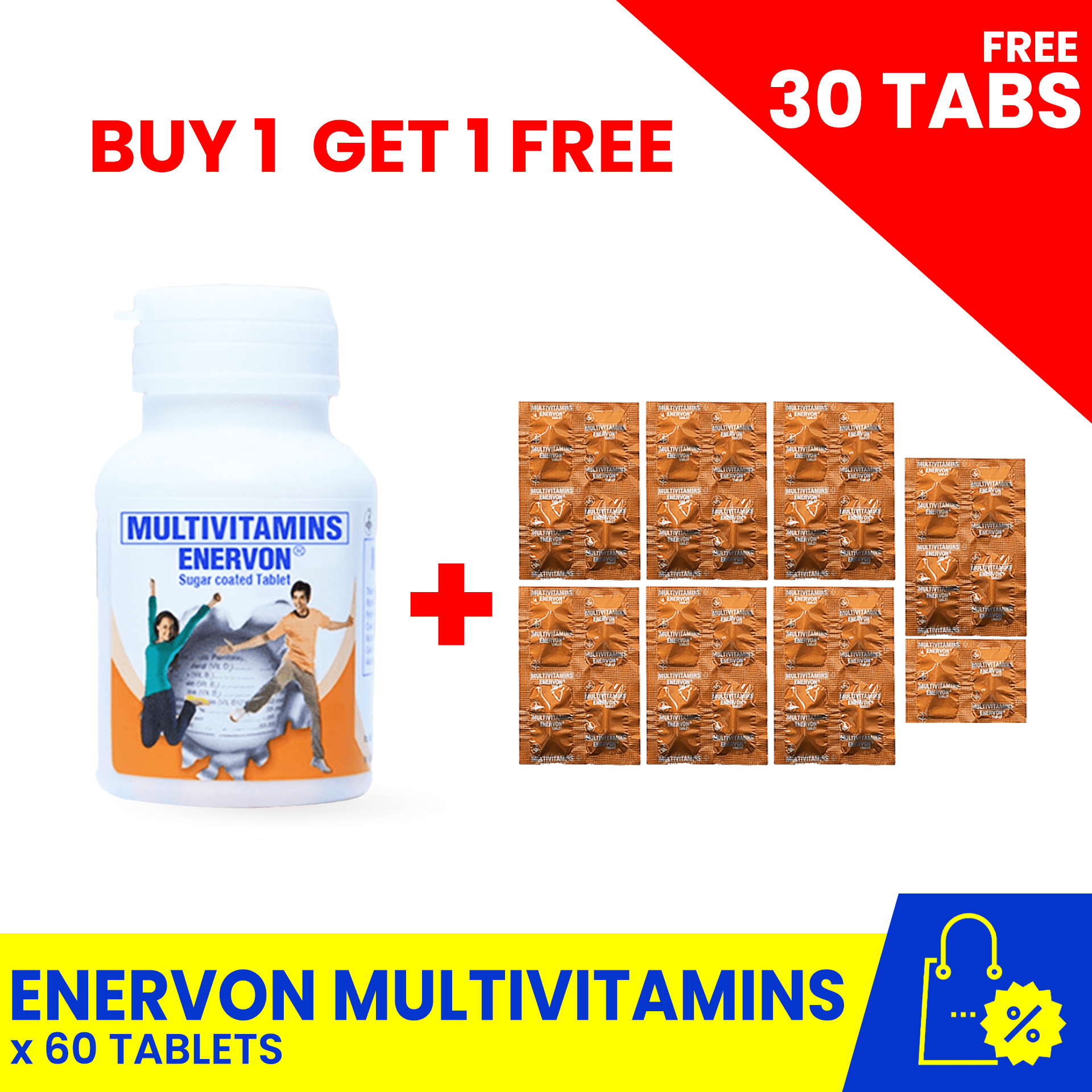 BUY 1 TAKE 1 Buy 30 ENERVON Multivitamins Get 30 Tablets FREE (Free