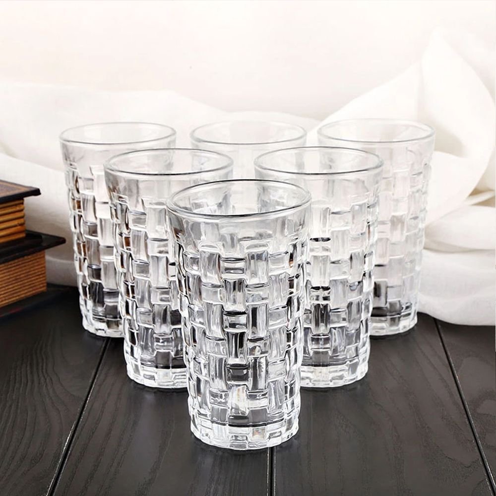 6PCS SK002 Drinking glass highquality transparent w/design milkcup