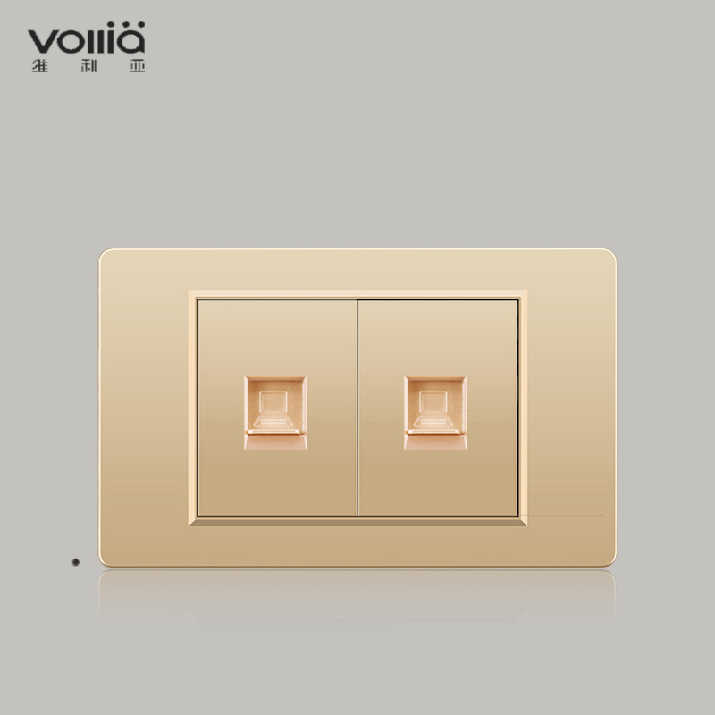 VOLLIA Gold Wall Switch for Light 15amp Universal Wall Socket Outlet