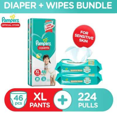 [Diaper + Wipes Bundle] Pampers Baby Dry Diaper Pants Extra Large 46 x 1 pack (46 diapers)