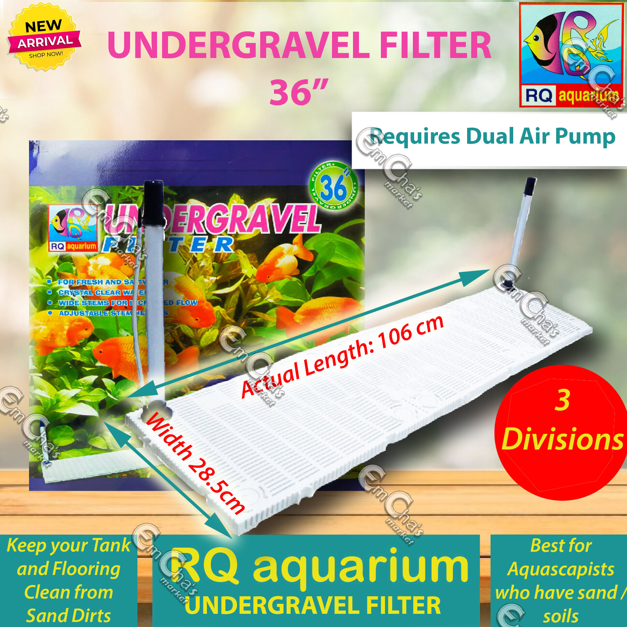 RQ Aquarium 36" Undergravel Filter and Aquasoil Insulation Board