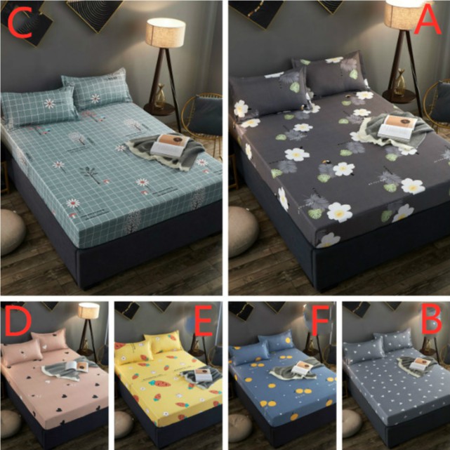 Thicker 3 in 1 bed set sheet Cotton Full Garterized Soft Fitted